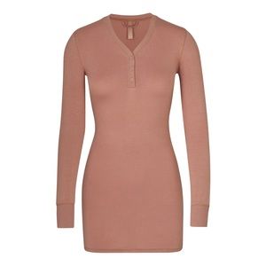 SKIMS Sleep Henley Dress- Sienna